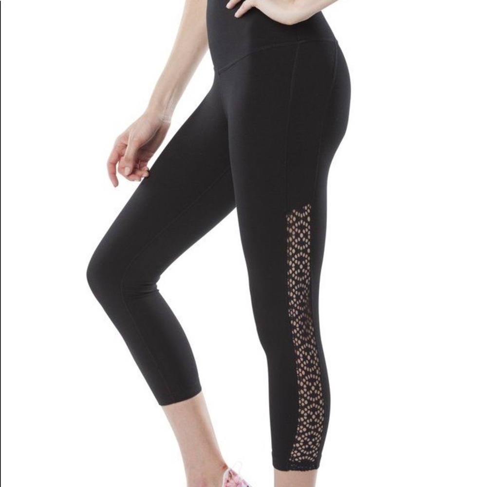 DYI Black High Waisted Crochet Crop Legging